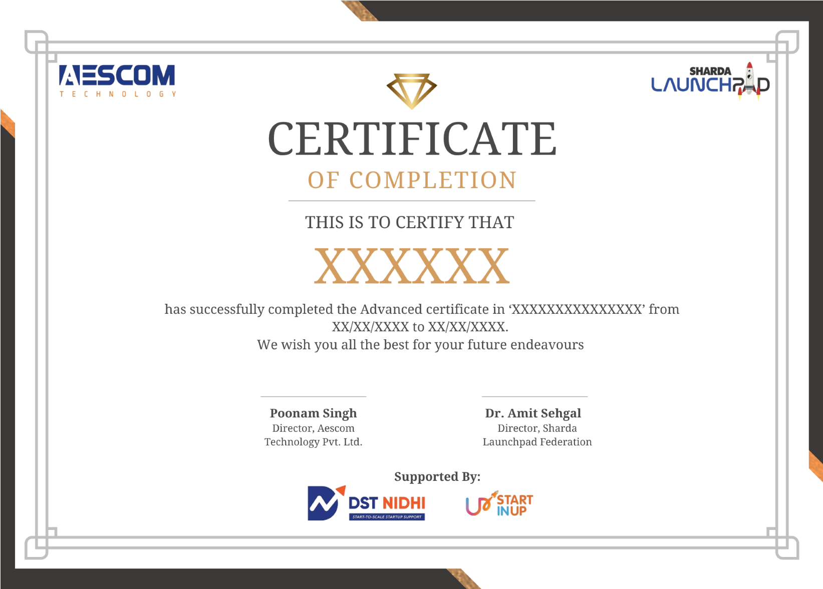 sharda launchpad certificate